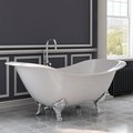 Cambridge Plumbing Cast iron double slipper soaking tub w/lion’s paw feet, faucet 150 Polished Chrome 72" DES-150-PKG-CP-NH